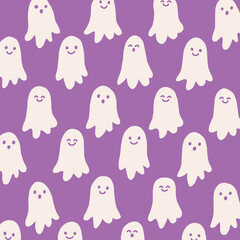 seamless ghost pattern with purple background 
