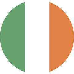 Flag of Ireland. Flag circle icon. Standard colors. Round Irish flag.