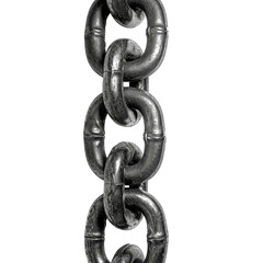 Obraz premium Detailed Close-up of Heavy Metal Chain Links Isolated on White Background