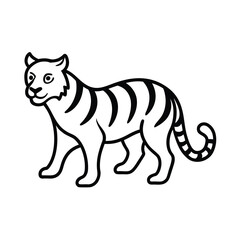 Vector art of stylized black and drawing of a tiger walking, isolated
