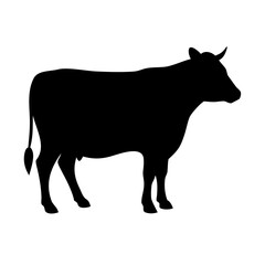 Black and white cow silhouette vector illustration