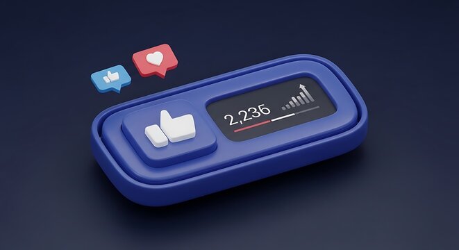 Social media likes and engagement tracker with heart and thumbs up icons