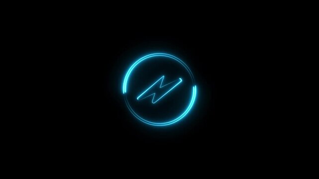 Glowing neon charging icon animation  Digital batteries charging. Digital batteries charging Neon Charging icon, power icon and battery charging electronic technology icon.4k video