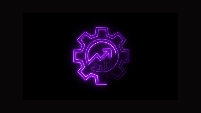 Time management concept for increases efficiency and reduced work time. Business project planning. moving clock icon animation with gears Glowing neon ... 4K VIDEO