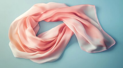 Ethereal blush, a translucent silk scarf in pastel hues of pink and peach