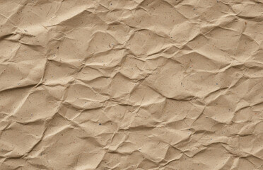 Fototapeta premium Wrinkled light brown recycled paper surface texture is perfect for eco-friendly and sustainable creative projects and packaging