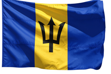 Photorealistic Barbados Flag Raised on Pole – Transparent Background