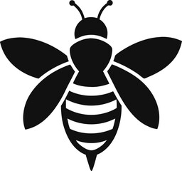 Vector illustration of a black bee icon in a silhouettes style. Honey Bee icon, honey bee isolated