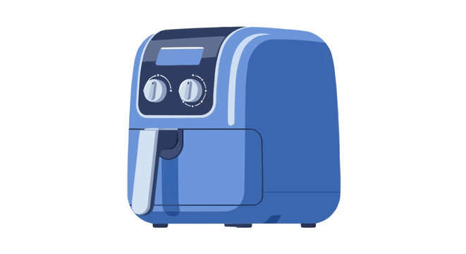 Blue air fryer appliance for healthy cooking illustration

