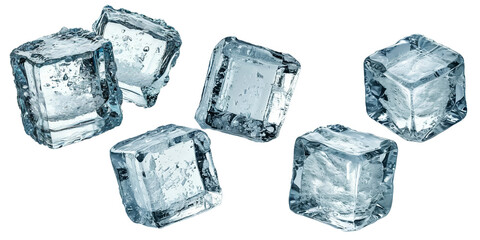 Obraz premium a set of ice cubes isolated transparent background