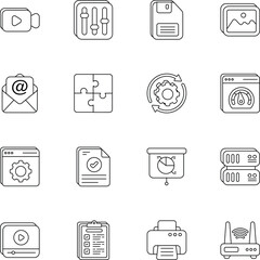 User Interface and UI or Web Interface Set of Line Icons Packs or Illustrations