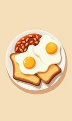 Vibrant illustration depicting a varied collection of popular breakfast foods on a table
