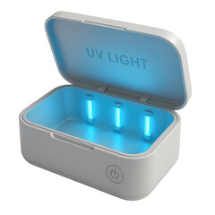 White sanitizing box with blue uv light image