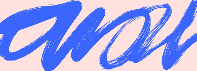 Squiggle blue bold brush stroke background. Hand drawn wavy smear.