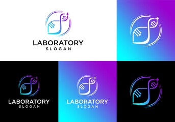 DNA abstract logo icon vector with plus sign