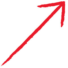 赤い色の手描き筆のストロークの矢印イラスト素材