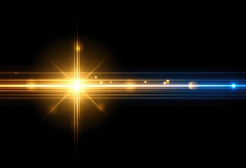 Golden starburst with vibrant light trails