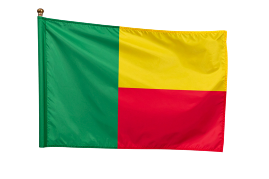 Flat Design of Benin National Flag with Vivid Colors, Transparent Background