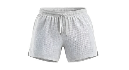 White athletic shorts with drawstring isolated on white background