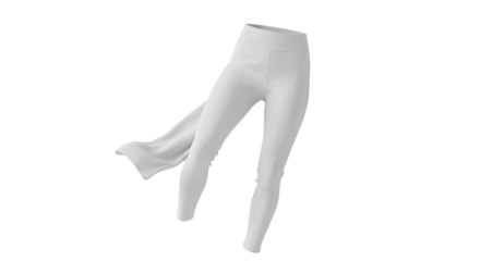 Elegant white knit leggings with dynamic drape offer a modern, breathable activewear option suitable for fashion and fitness concepts, transparent background