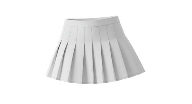 Crisp white pleated skirt stands out with its sporty and youthful design, perfect for fashion layouts and design projects, transparent background