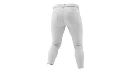 Chic white skinny jeans showcase a trendy design from the rear perspective on a transparent background perfect for fashion layouts.