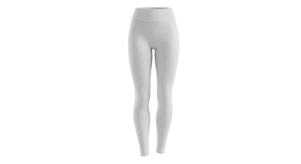 Clean white workout leggings with a ribbed design offers comfort and style for active wear needs on a transparent background.