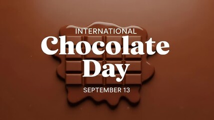 Celebrate International Chocolate Day on September 13 with this delicious melting chocolate bar graphic. Perfect for event promotions and sweet treats.