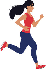 A woman joyfully runs, demonstrating fitness and active lifestyle.