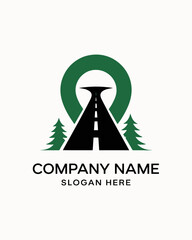 logo, road, pin, location, company, design, travel, map, path, direction, navigation, tree, forest, nature, branding, journey, route, modern, adventure, outdoors, symbol, highway, street, guide, green