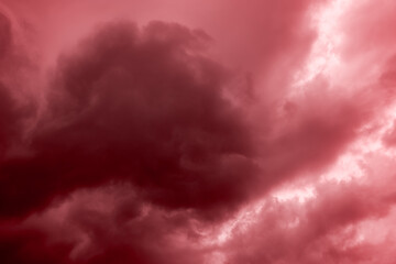 Red smoke, fog, mist, mockup - created by nature (dark clouds during a storm). Computer graphics,...