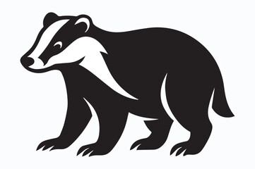 Stylized Black and White Badger Illustration Depicting a Classic Animal Silhouette with Sharp Contrasts and Strong Lines in a Modern Design