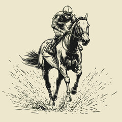 Jockey Racing on a Galloping Horse