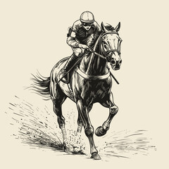 Fototapeta premium Jockey Racing on a Galloping Horse