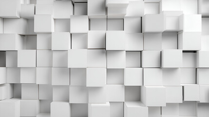 A densely packed array of white cubes creates a 3D texture