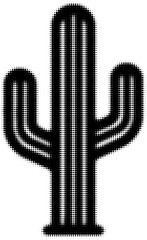 Black and white cactus silhouette with halftone dot pattern design