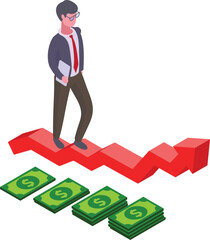 Dollar Coin Cash Financial management Business Growth Money Concept Artwork Vector Illustration