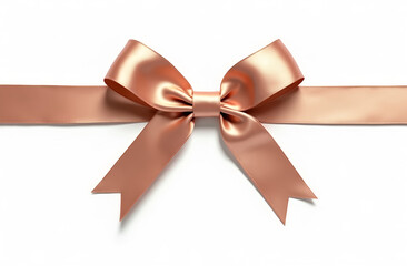 Rose Gold Ribbon on Isolated White Background