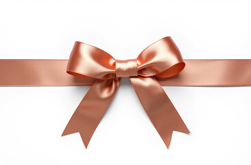 Rose Gold Ribbon on Isolated White Background