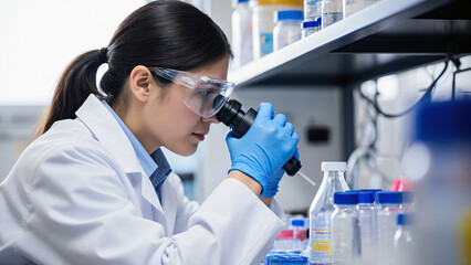 Scientist examining samples in a lab 