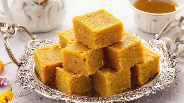 traditional mysore pak indian recipe, video close up