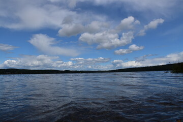 Reflection on the lake in summer, Lac Mégantic, Québec, Canada