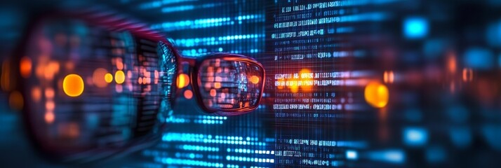 Futuristic Abstract Technology Interface with Data Processing and Cybersecurity Visualization