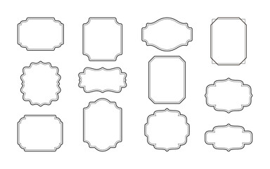 Set of vintage decorative frames isolated on white background. Vector illustration.