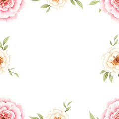 frame watercolor rose with leaves