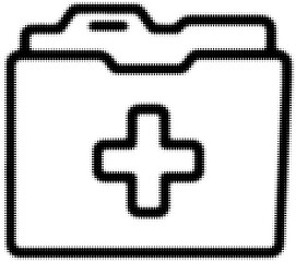 Obraz premium Outline of a medical folder icon with cross symbol