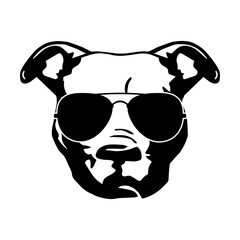 Pitbull with, sunglasses, dog with sunglasses svg cut file. Isolated vector illustration