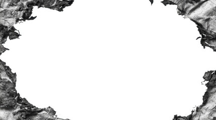 Burnt Edges, A minimalist black and white grunge texture. The burnt and charred edges of a piece of paper or wood. Abstract distress overlay concept. High contrast.