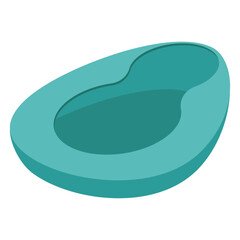 bedpan, toileting of the patient, plastic blue color bedpan.