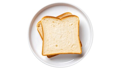 Two slices of white bread on a plate, offering a simple and comforting visual